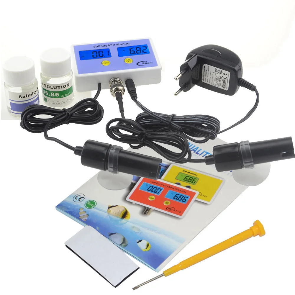 PH-2771 2 in1 цифровой солености и PH Измеритель солености воды и PH монитор для аквариума с трек номер 12000907