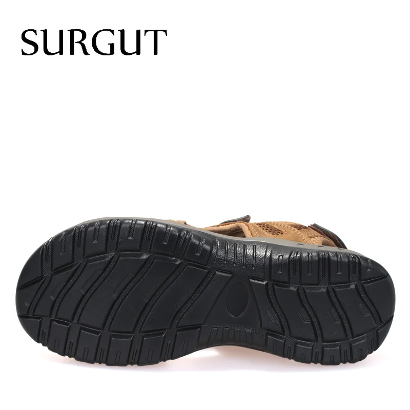 SURGUT Hot Sale New Fashion Summer Leisure Beach Men Shoes High Quality Leather Sandals The Big Yards Men's Sandals Size 38-45