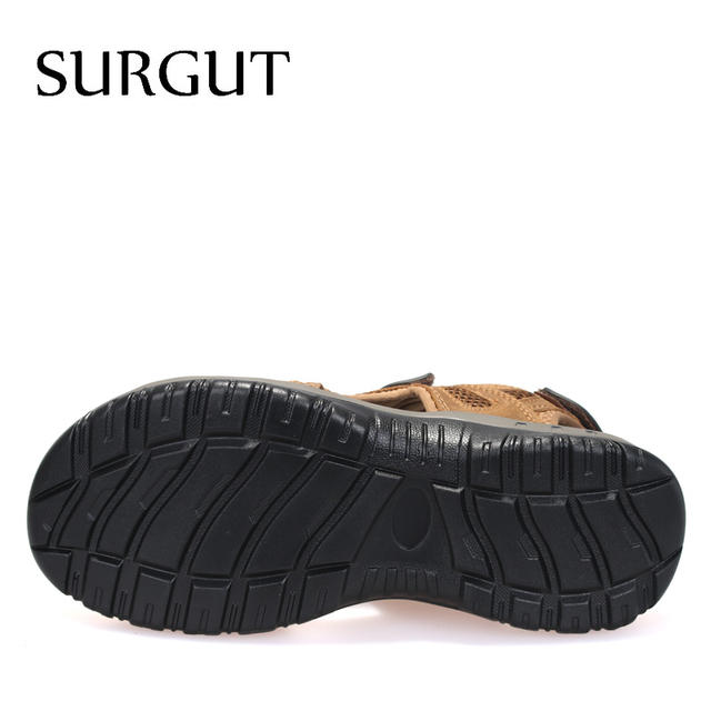 SURGUT Hot Sale New Fashion Summer Leisure Beach Men Shoes High Quality Leather Sandals The Big Yards Men’s Sandals Size 38-48