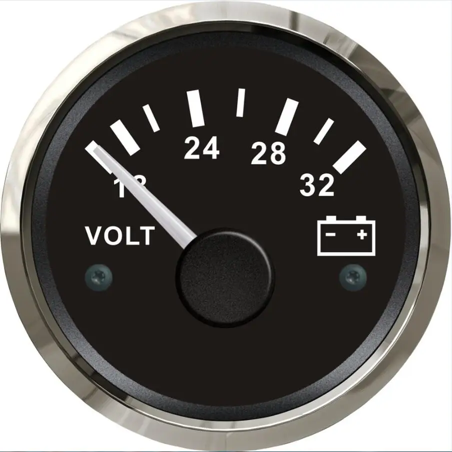 1 шт., тюнинговый инструмент, вольтметр 52 мм, вольтметр 18-32 В, измерители напряжения, вольт, измерительные приборы для автомобилей, домов, грузовиков - Цвет: black