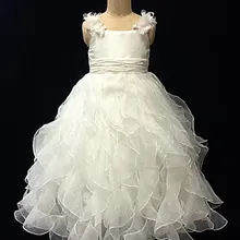 Платья для первого причастия для девочек, белые платья из органзы с оборками и цветочным узором для девочек, vestido de festa de casamento