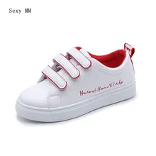 Женские кроссовки из искусственной кожи на плоской подошве; дышащая обувь на липучке; женская повседневная обувь на плоской подошве для катания на коньках; zapatillas mujer