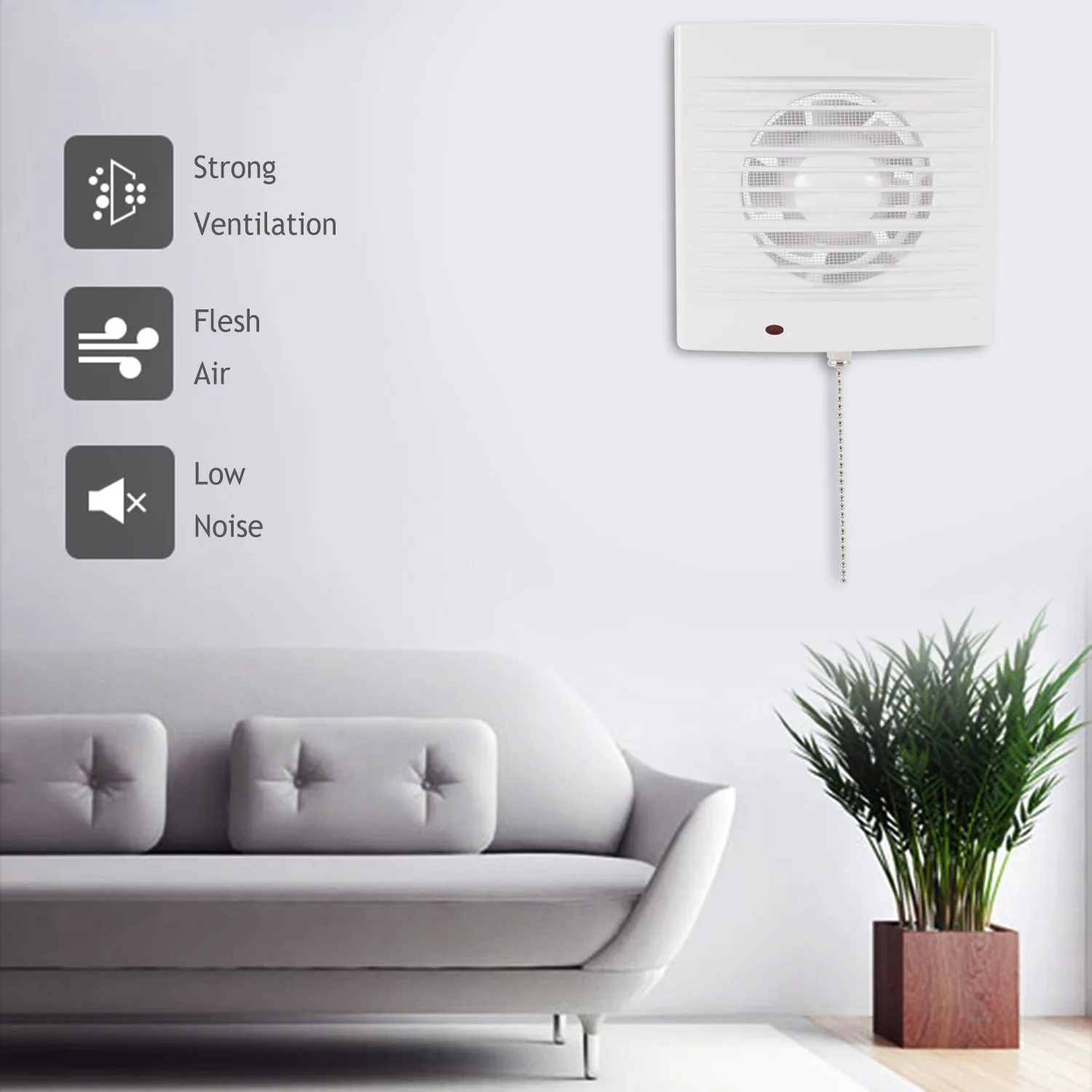 4''220V Silent Home Air Extractor Fan with Pull