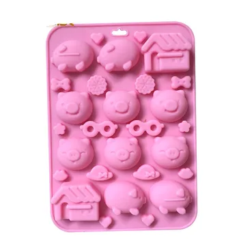 

Multi Expression Pig House Shape Chocolate Fondant Cake Cookie Silicone Mold Decorating Tools DIY Soap Mold H415