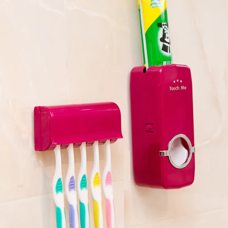 Bathroom Accessories Set Tooth Brush Holder Automatic Toothpaste Dispenser Holder Toothbrush Wall Mount Rack Bathroom Tools Set