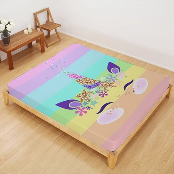 

Rainbow Color Unicorn Fitted Sheet Kids Cute Cartoon Sheet Twin Full Queen King Bedding Deep Pocket Mattress Cover D30
