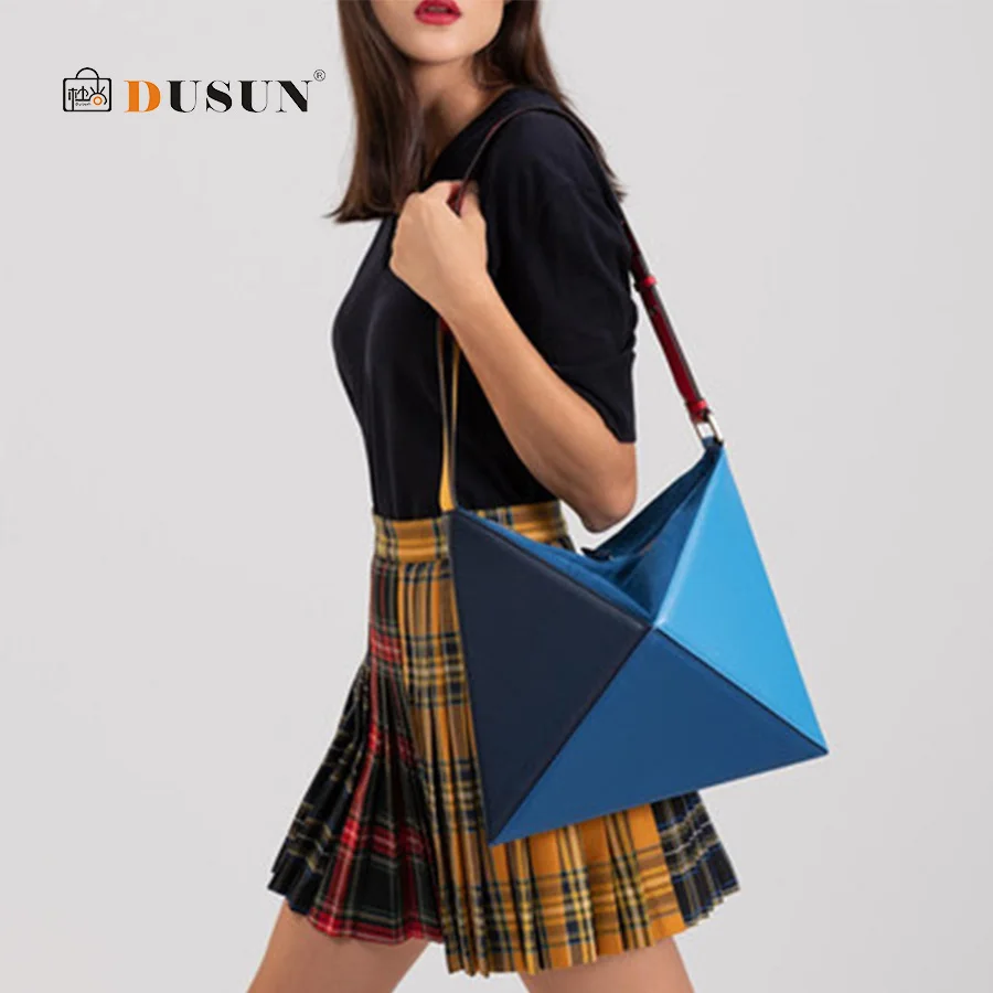 

Folding Triangle Color Matching Handbags For Female Large Capacity Cone Shoulder Bag Woman For Vintage Daily Handbag Ladies New