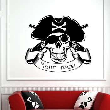 

Skull Halloween Pirate Pistol Sticker Punk Death Decal Devil Poster Name Car Window Art Wall Decals Parede Decor Mural