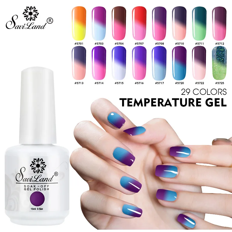 Saviland 15ml Temperature Change Nail Gel Polish Big Volume 29 Hybrid Colors Thermal UV Gel Varnish Manicure Nail Art Lacquer