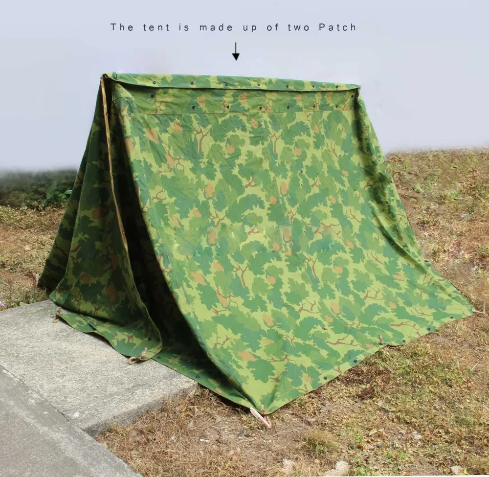 WW2 VIETNAM WAR MITCHELL CAMOUFLAGE REVERSIBLE TENT ZELTBAHN HALF SHELTER TENT-World military Store