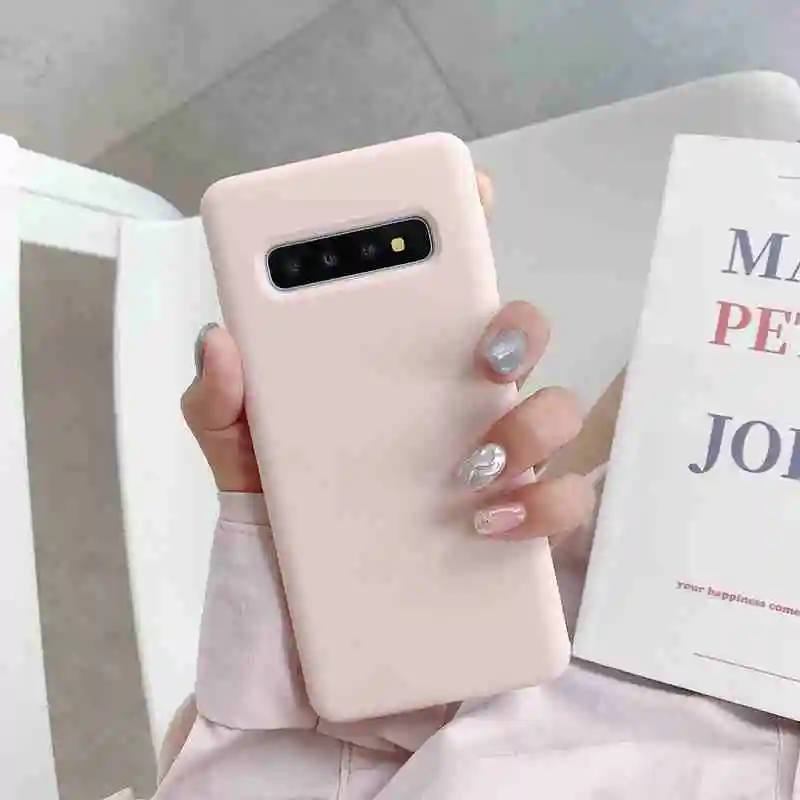 Для samsung Galaxy S10 5G S10Plus жидкий силиконовый чехол шелковистый мягкий сенсорный чехол для Galaxy S10 Lite/S10E с коробкой - Цвет: sand pink