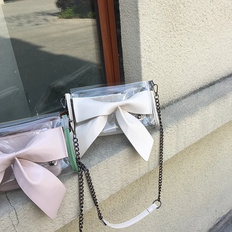 Женские сумки через плечо прозрачная сумка с бантом клатч на летние пляжные от