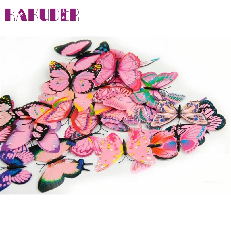 Kakuder 12x 3D Красивая маленькая бабочка Настенная Наклейка фотоаппликация * 25