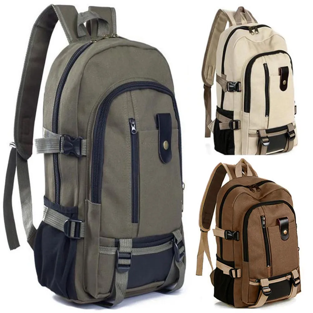 Vintage Travel Canvas Leather Backpack Sport Rucksack Satchel School ...