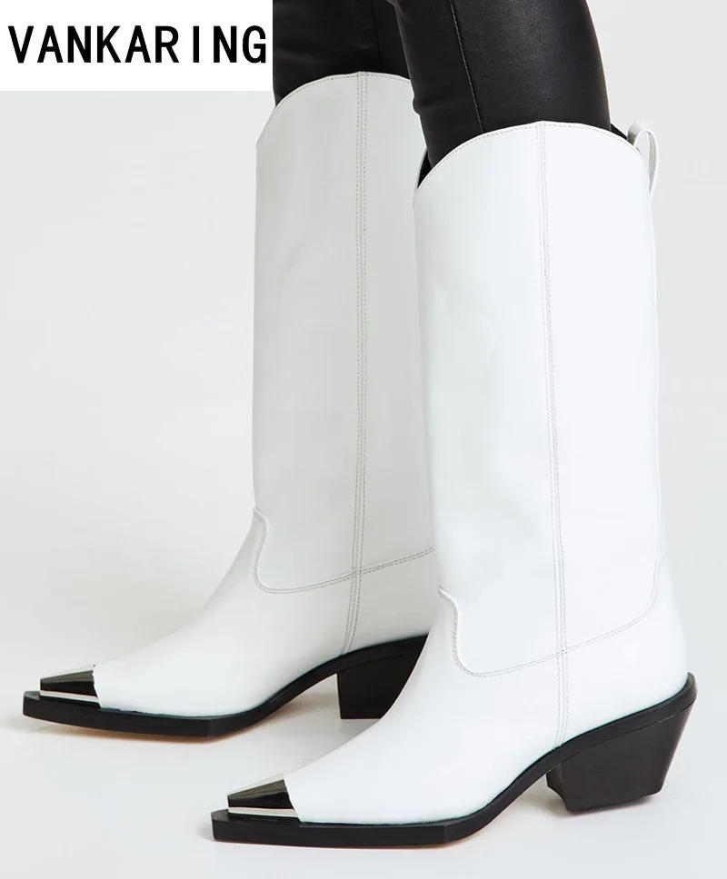 

VANKARING brand design fashion soft leather boots women autumn winter warm knee high boots high heels black women riding boots