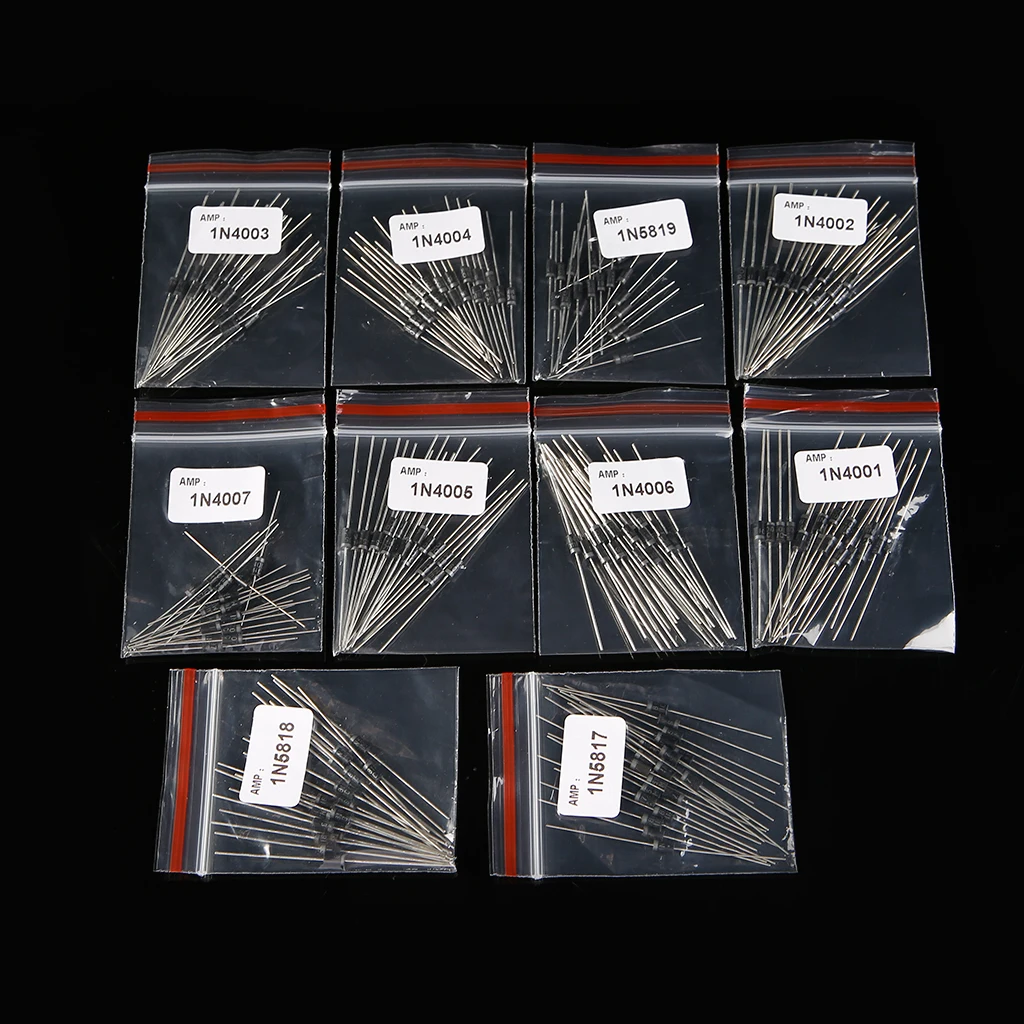 

10 Value Rectifier Diode Schottky Assortment 200 Pcs Kit 1N4001-1N5819