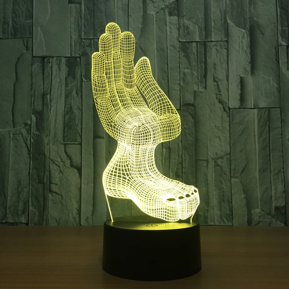 Hands and Feet Model 3d LED Lamp 7 Color Change Night Light Acrylic Optical Illusion Abajur Table For Home Decor Drop Ship | Лампы и