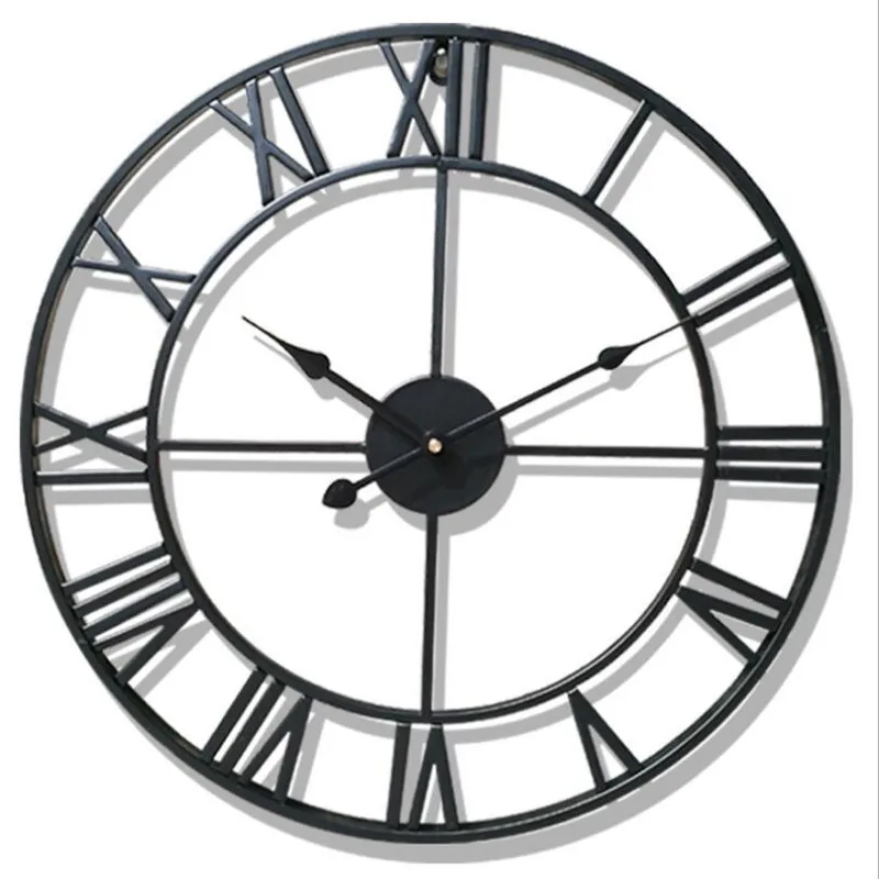 

3D Circular Roman Wrought Hollow Iron Large Mute Decorative Wall Clock Wall Clock Modern Design Wall Clocks Europe 50A189