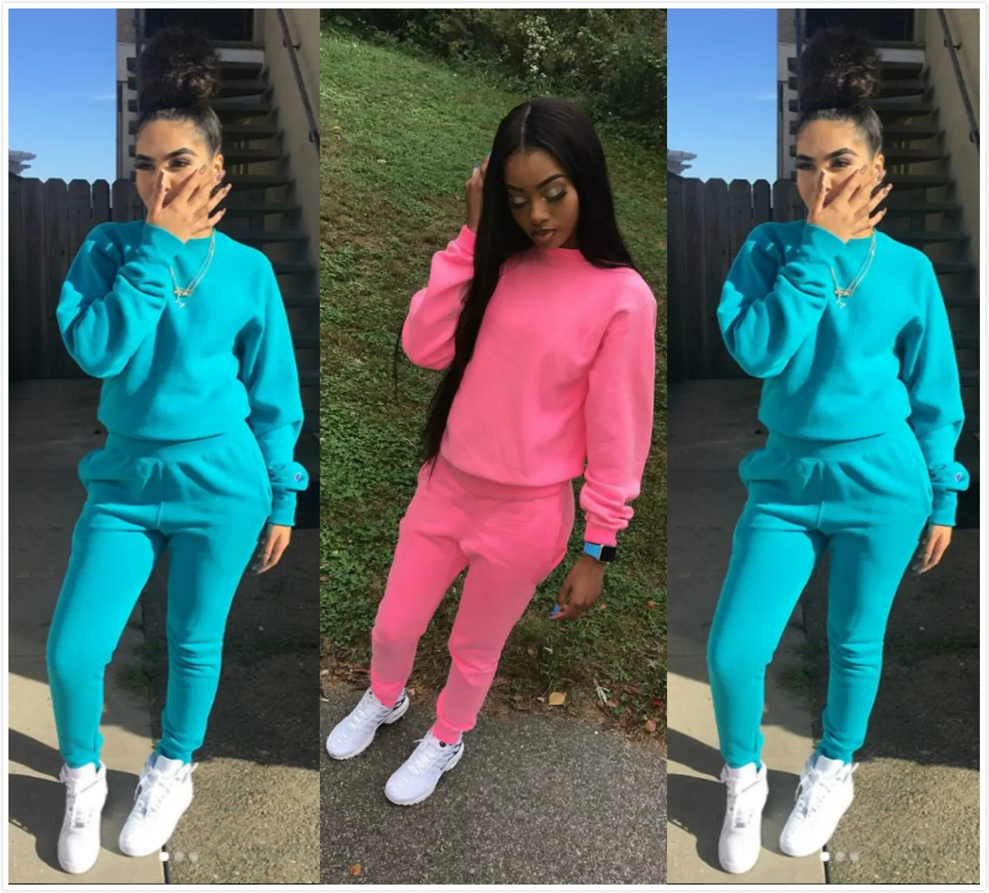 

2019 New Autumn And Winter New Fleece Women's Sports And Leisure Suit Women's Sets 2 Piece Tracksuit