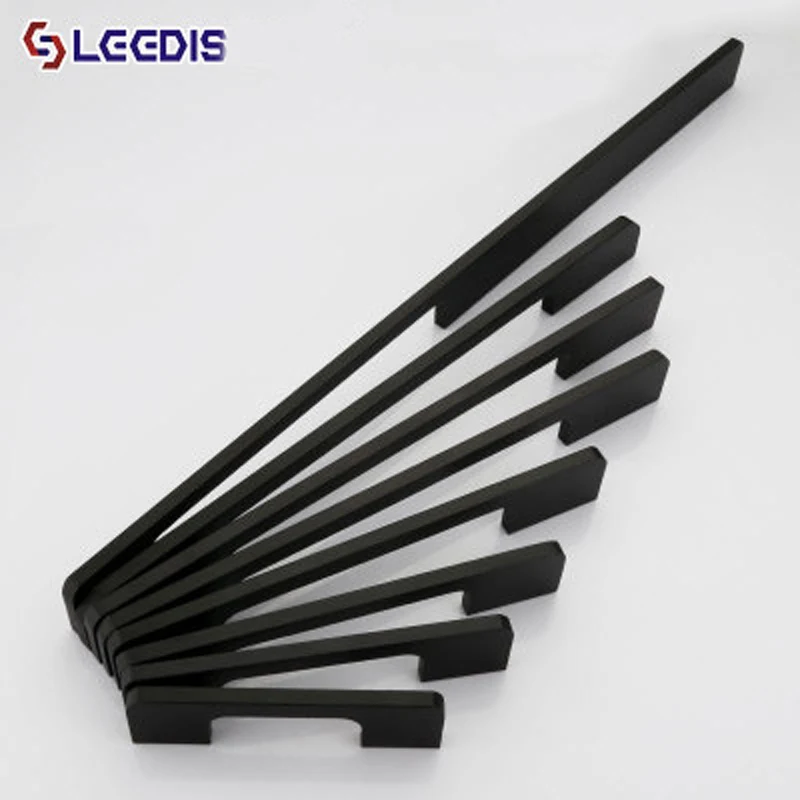 

Aluminum Alloy Black Cabinet Handles American Style Kitchen Cupboard Door Pulls Drawer Knobs Fashion Furniture Handle Hardware