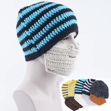 Новые мужские шапки в европейском и американском стиле; вязаная шапка; сезон осень-зима; теплая маска для бороды; шерстяная шапка; ; вечерние шапки на Хэллоуин