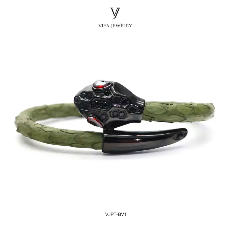 VJPT-BV1---Python leather snake bracelet ,fashion snake head Python leather bracelet,charms snake bracelet women men (27)