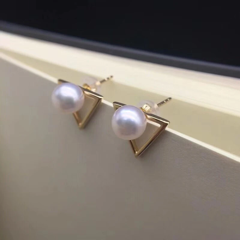 Sinya Au750 Gold stud earring Natural southsea pearls earring Triangle design fashion jewelry for women girls Mom 2018 News (5)