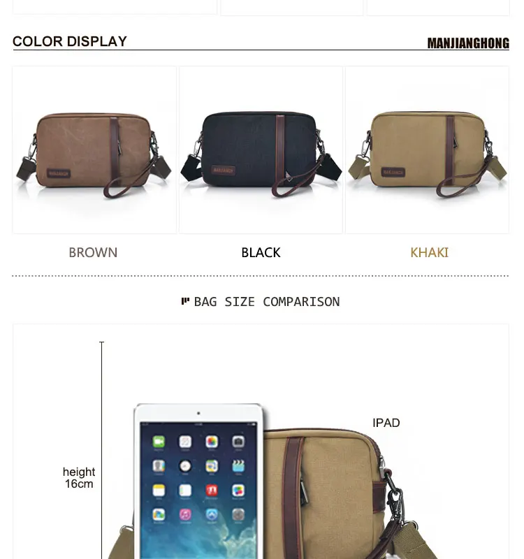 Fashion Canvas Men Messenger Bags Small Vintage Patchwork Leather Crossbody Bags For Men Male Casual Shoulder Sling Bag Men 1369 Khaki W25H7D16CM