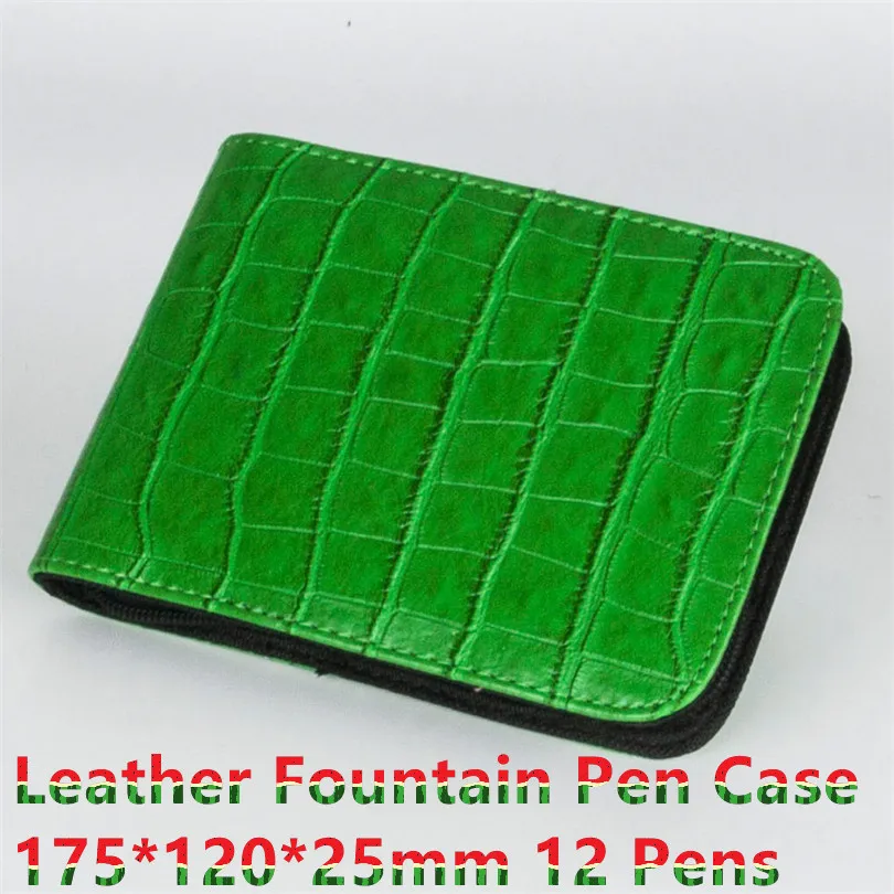 

Quality Fountain Pen / Rollerball Pen Bag Pencil Case Available for 12 Pens - green Leather Pen Holder / Pouch