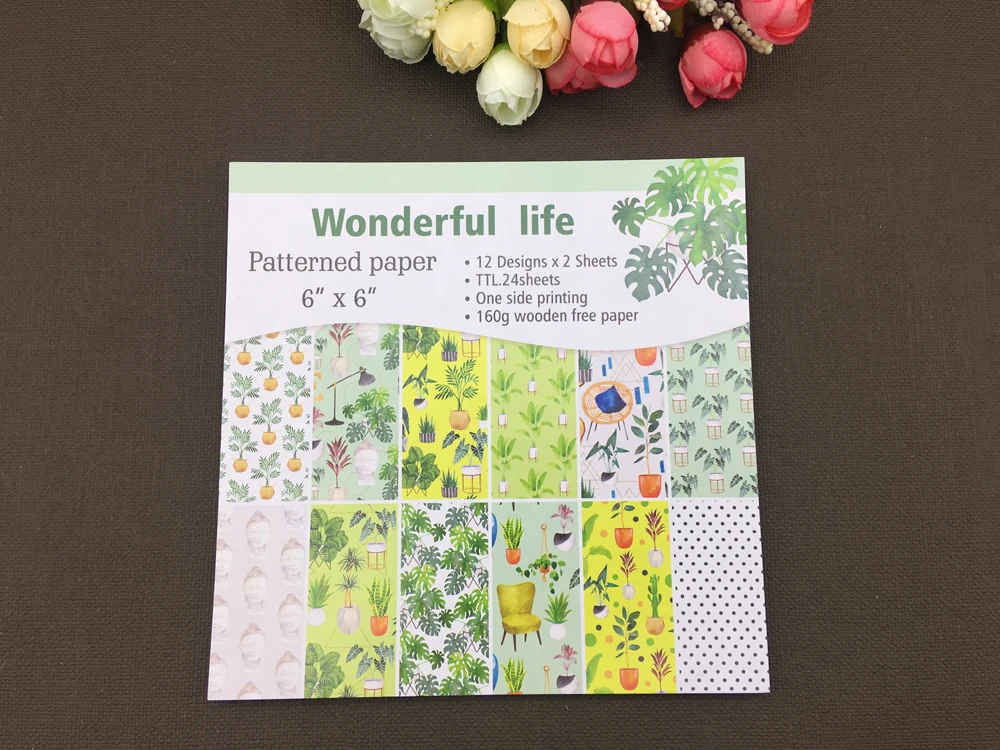 

AlinaCraft 24 sheets 6"X6" wonderful life patterned paper Scrapbooking paper pack handmade craft paper craft Background pad