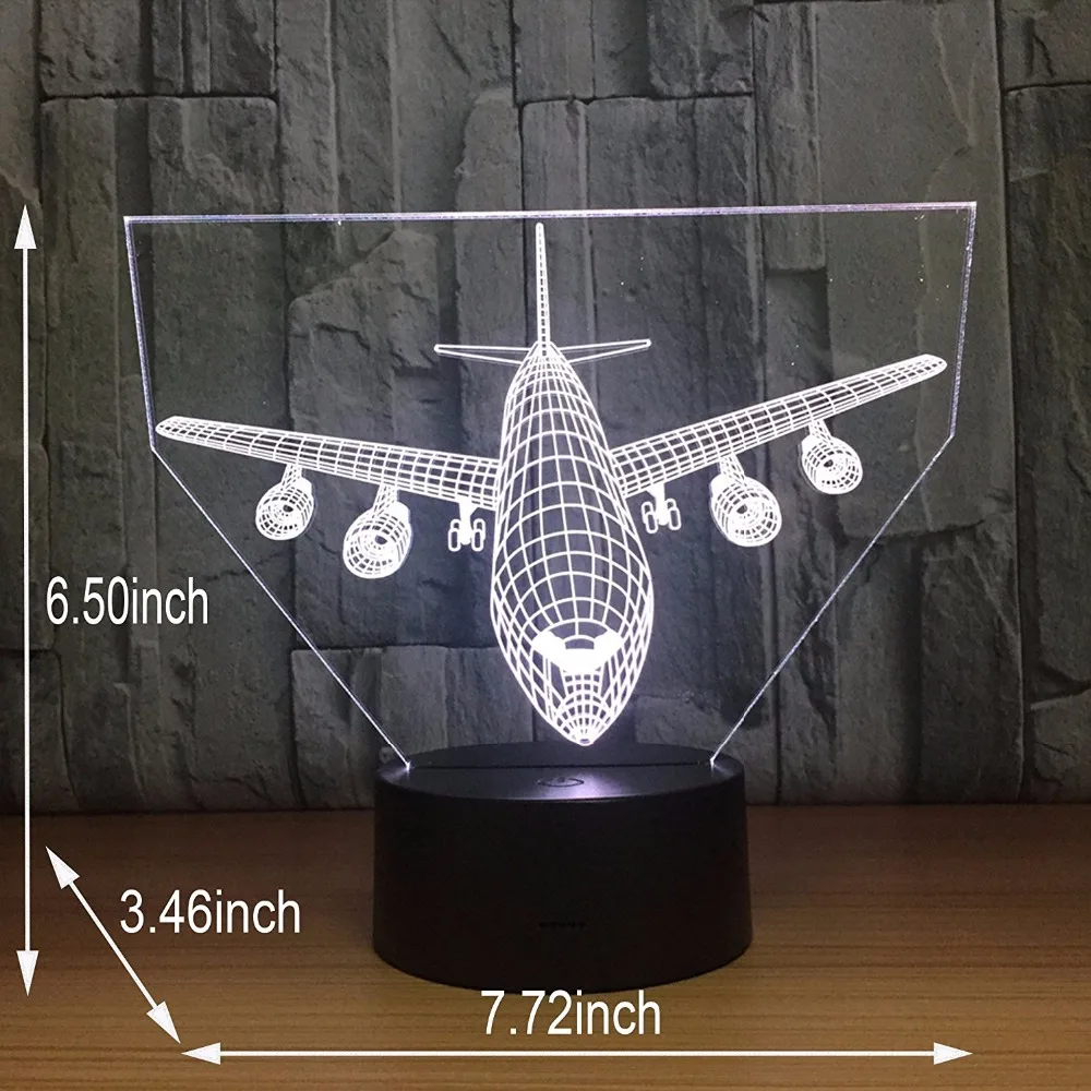 Дистанционный сенсорный реактивный самолет военный самолет летает на земной вертолет 3D светодиодный светильник 7 цветов Изменение спальни авиационные светильники мир Прямая поставка