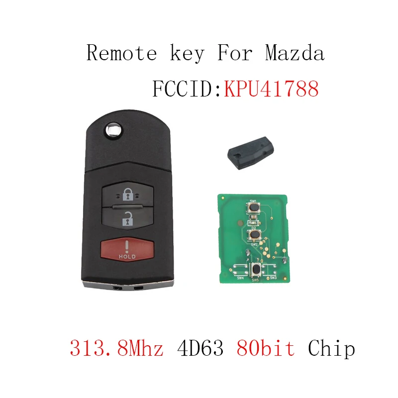313.8Mhz Remote Keyless Entry Flip Car Key For Mazda 6 2005 2006 2007