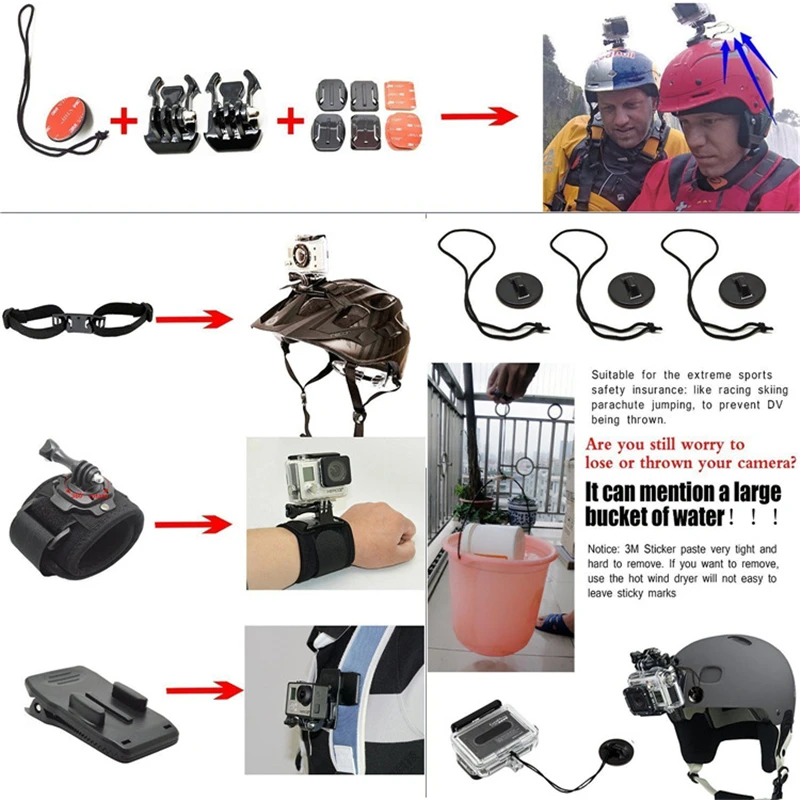 Juego de accesorios DOITOP para Gopro para go pro hero 5 4 3 Kits de accesorios de cámara de acción para xiaomi yi xiaomi 4 k para gopro 50 en 1 - 2