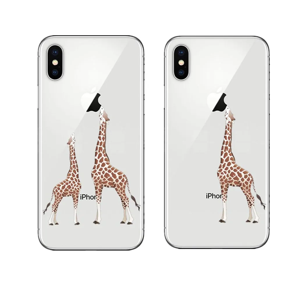Cartoon animal For iPhone X Case Giraffe TPU Soft Rubber Silicone Skin Cover for iPhone 6 6S 5 5S SE 7 8 Plus Cases Accessories