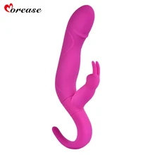 Morease Vibrating Sex Toy for Women Silicone Dildo with Rabbit Clit Masssage Fetish G-spot Stimulation Power Vibrator AV Magic
