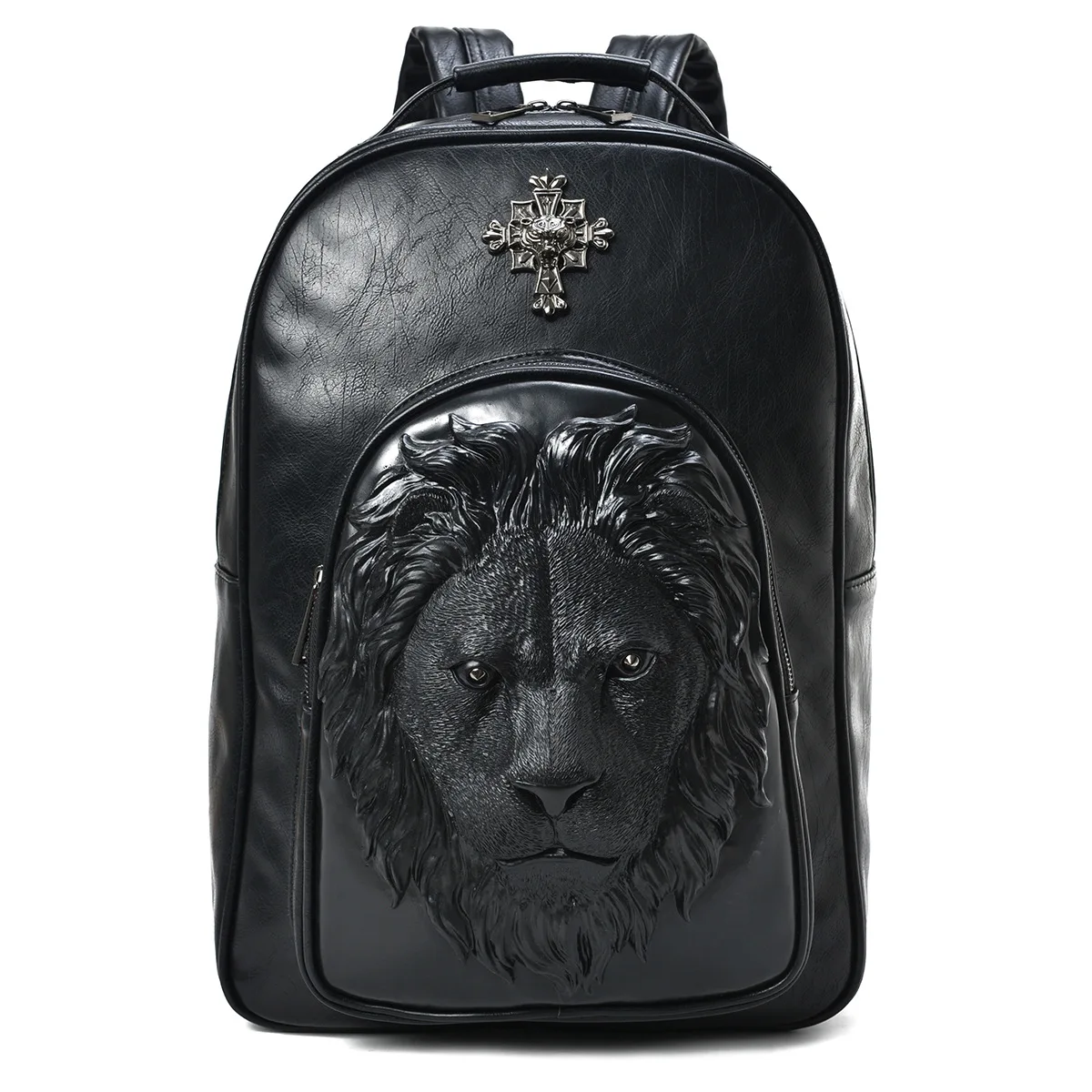 Fashion 3D lion head print men's backpacks large capacity high quality