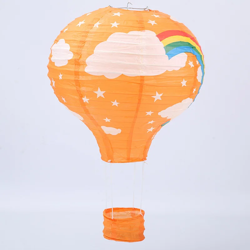 30cm 40cm hot air balloon chinese lantern rainbow heart striped printed lampion babyshower birthday wedding party decorations - Цвет: Orange Rainbow