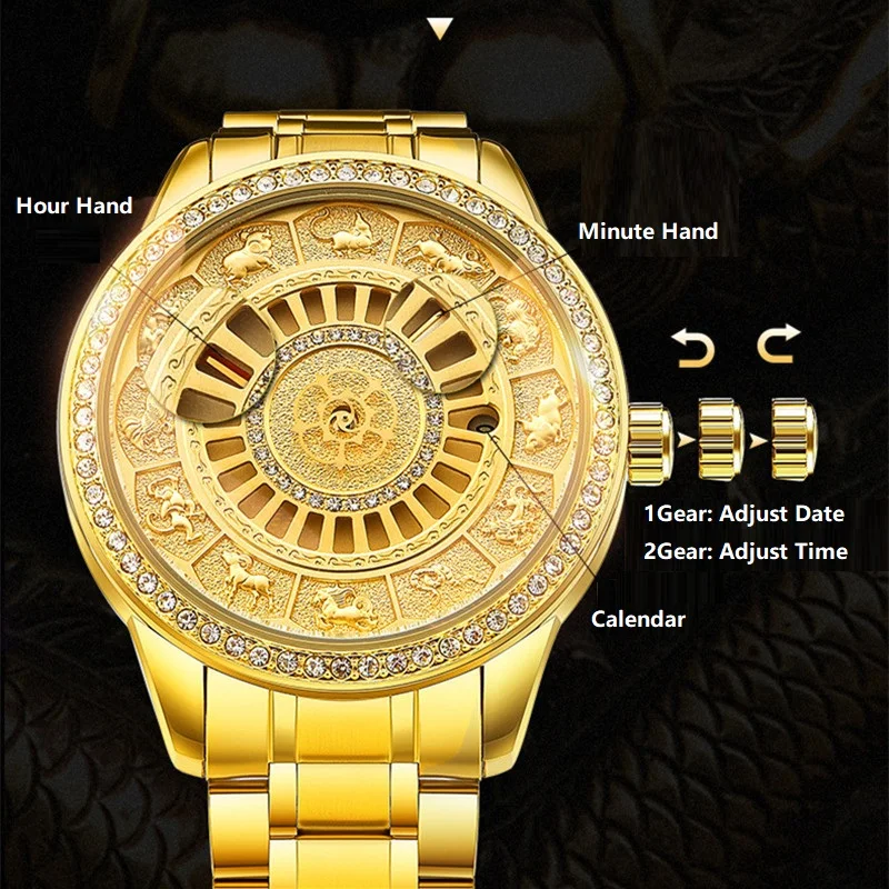 02018 New TEVISE Zodiac Signs Men Watch Automatic Mechanical Wristwatches Limited Edition Watch Men Gold Male Clock saat erkekler (7)