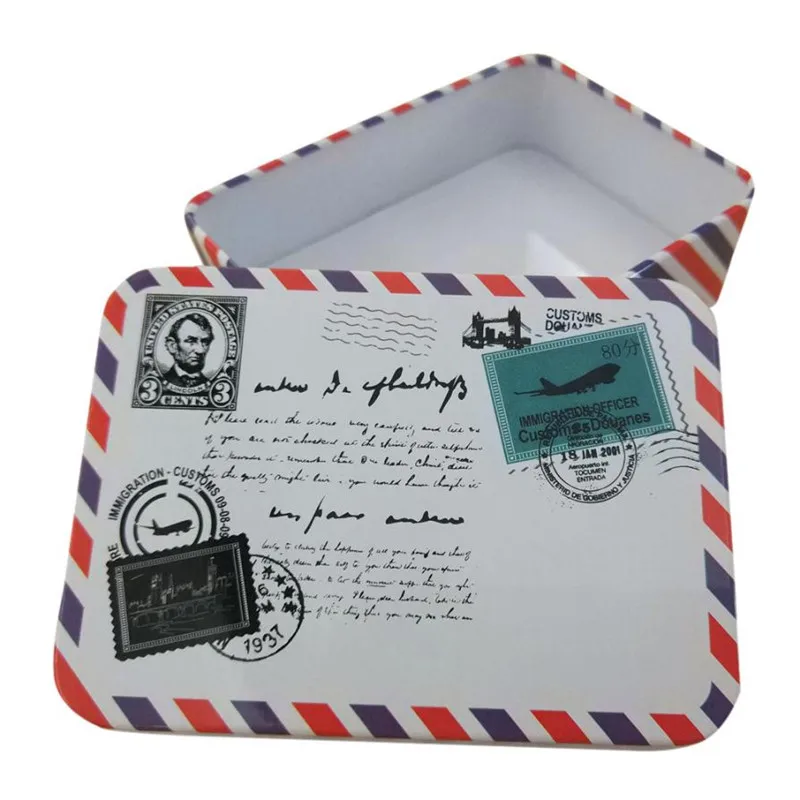 

England style Alloy desk Storage Jars Rectangular Gift Jewelry Box Home Decoration case table orgaziner Tin case postage stamp