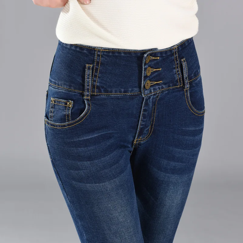 Kerrilado модные женские джинсы с Высокая талия женские высокие эластичные Плюс Размеры Повседневное узкие брюки-карандаш Тонкий Высокое
