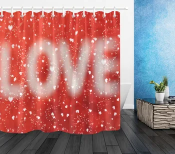 

Abstract Love Red Blurs with Shiny Hearts Shower Curtain And Bath Mat Set Waterproof Polyester Bathroom Fabric For Bathtub Decor