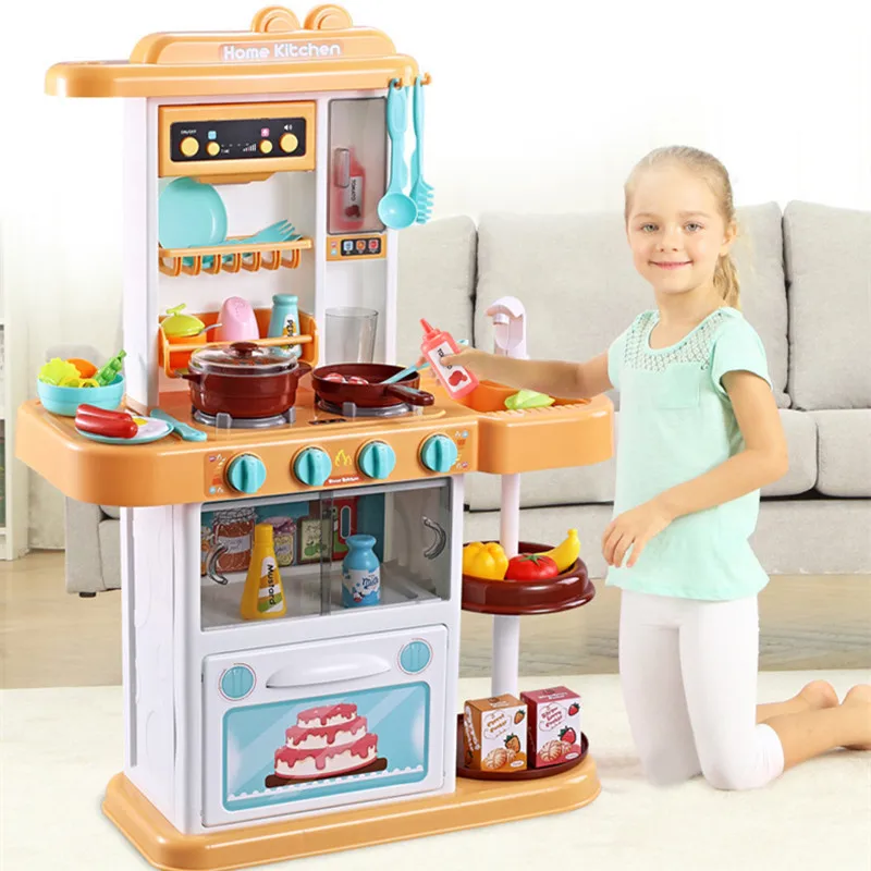 Child Funny Classic Pretend Play kitchen toys imitate chef light Kitchen Sets COOK FUN game girl gift girls toys miniatur