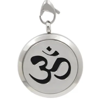 

Yoga Symbols 30MM Bamboo Essential Oil Locket Necklace Pendant 316L Stainless Steel Aromatherapy Locket Pendant With Free Pad