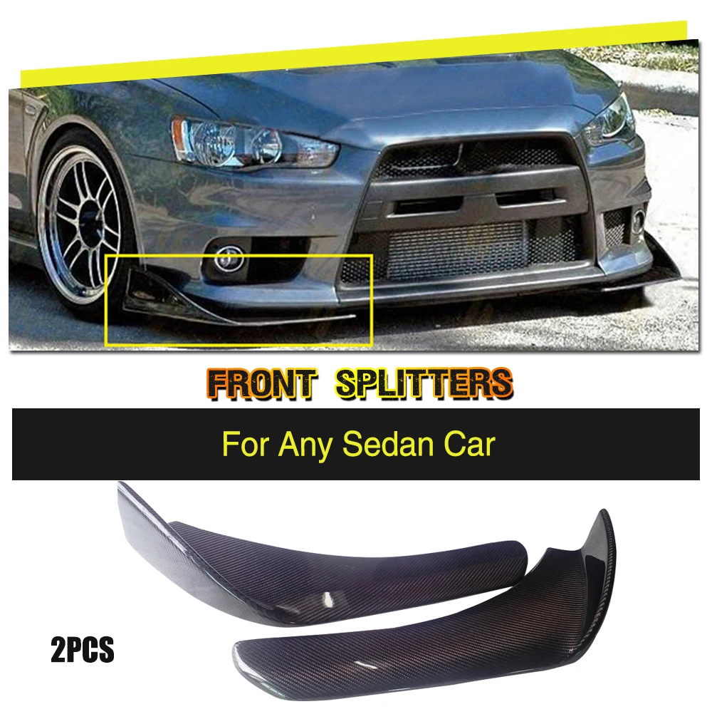 Universal Car Styling Carbon Fiber Front Side Bumper Splitters Aprons