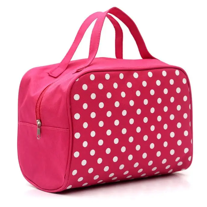 Aelicy точка Портативный косметичка косметический чехол для путешествий дамы молния Ванна сумка для хранения большие сумки-косметички для макияжа - Цвет: Hot Pink