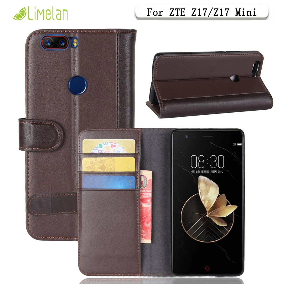 

Limelan For ZTE Nubia Z17 Mini Luxury Genuine Leather Case For ZTE Nubia Z17 Wallet Stand Flip Phone Cover Coque Bussiness Shell