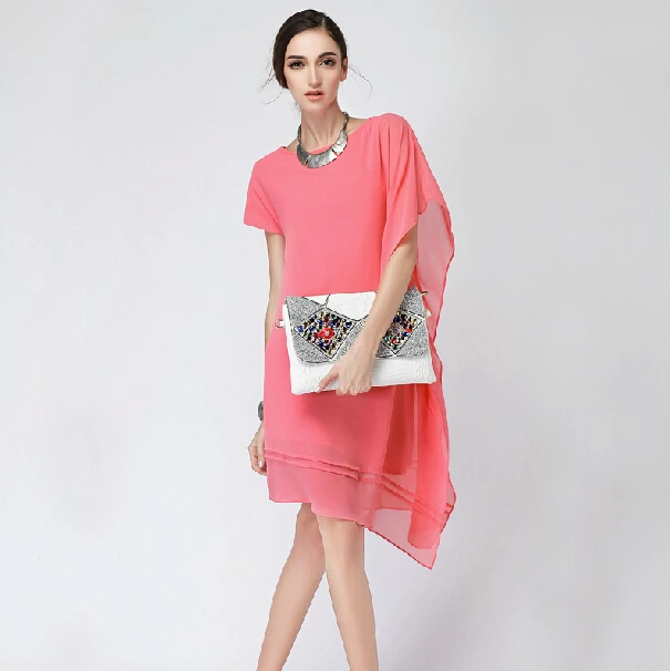 

2019 Summer women novelty asymmetrical chiffon dresses,batwing sleeve irregular casual dress, girl dress vestidos 6XL 5XL 4XL