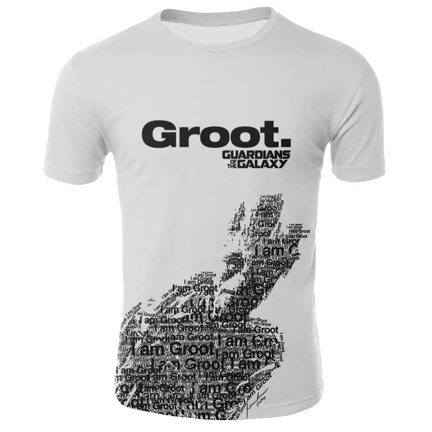 

2019 latest Groot 3D printing cool funny T-shirt men's short-sleeved summer shirt T-shirt T-shirt men's fashion T-shirt men's