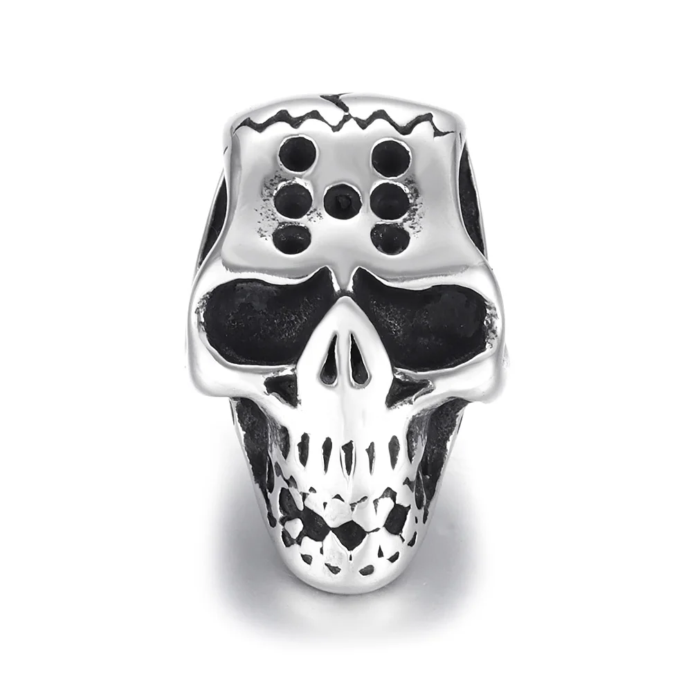 Нержавеющая сталь бусины в форме черепа большое отверстие бусины 6 мм Слайд Подвески DIY Для мужчин браслет расходные материалы для изготовления ручной работы ювелирных изделий - Цвет: Skull bead 6
