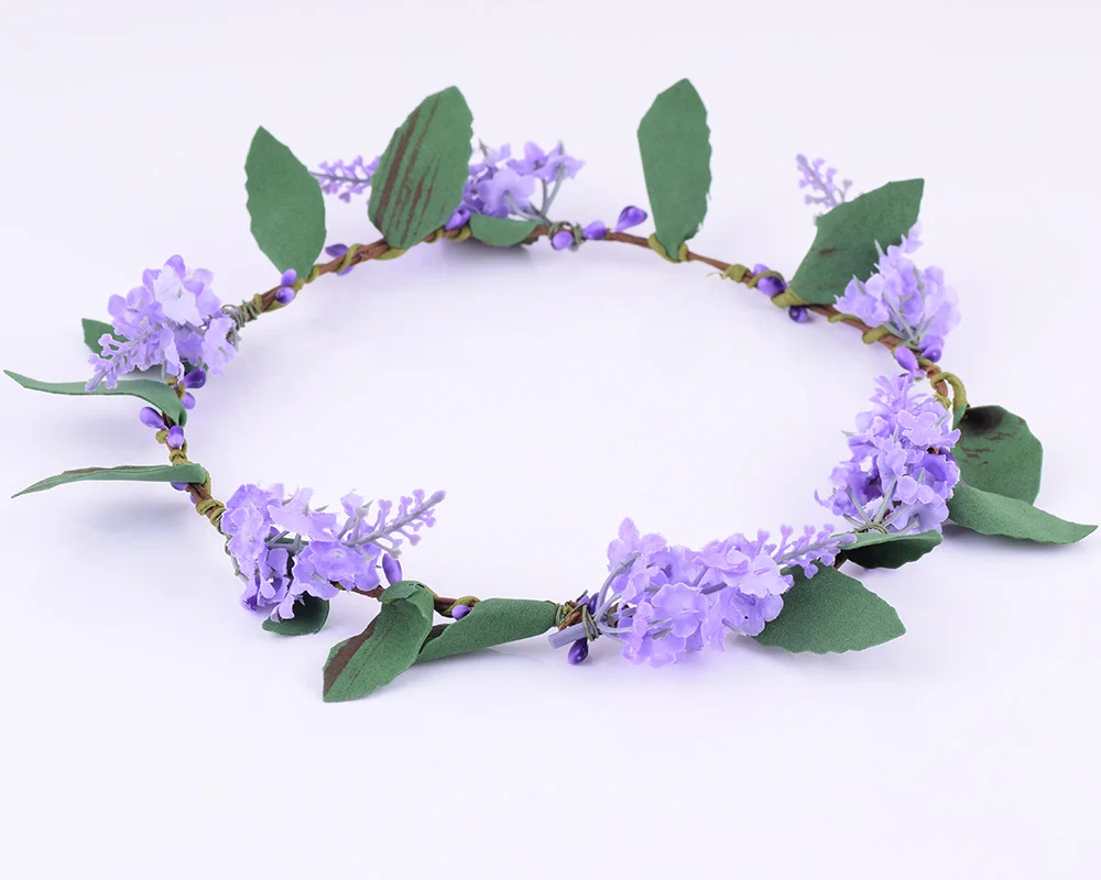 

CXADDITIONS Girl Wedding Handmade Flower Crown Beach Lavender Wreath Hair Bridal Women Headband Hairband Hair Band Accessories